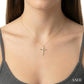 1/10 Ctw Round Cut Diamond Draped Cross Charm Pendant With Chain in 10K Yellow Gold