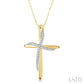 1/10 Ctw Round Cut Diamond Draped Cross Charm Pendant With Chain in 10K Yellow Gold