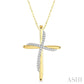 1/10 Ctw Round Cut Diamond Draped Cross Charm Pendant With Chain in 10K Yellow Gold