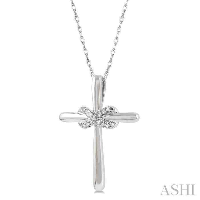 1/20 Ctw Infinity Round Cut Diamond Cross Petite Pendant With Chain in 10K White Gold