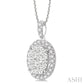 2 Ctw Oval Shape Diamond Lovebright Pendant in 14K White Gold with Chain