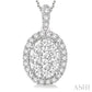 2 Ctw Oval Shape Diamond Lovebright Pendant in 14K White Gold with Chain