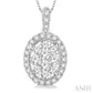 3/4 Ctw Oval Shape Diamond Lovebright Pendant in 14K White Gold with Chain