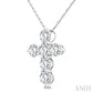 1 1/2 Ctw Round Cut Diamond Christian Cross 6-Stone Fashion Pendant With Chain in 14K White Gold