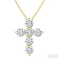 1 1/2 Ctw Round Cut Diamond Christian Cross 6-Stone Fashion Pendant With Chain in 14K Yellow Gold