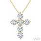 2 Ctw Round Cut Diamond Christian Cross 6-Stone Fashion Pendant With Chain in 14K Yellow Gold