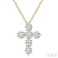 1 Ctw Round Cut Diamond Christian Cross 6-Stone Fashion Pendant With Chain in 14K Yellow Gold