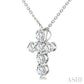 1/2 Ctw Round Cut Diamond Christian Cross 6-Stone Fashion Pendant With Chain in 14K White Gold