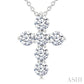 1/2 Ctw Round Cut Diamond Christian Cross 6-Stone Fashion Pendant With Chain in 14K White Gold