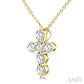 1/2 Ctw Round Cut Diamond Christian Cross 6-Stone Fashion Pendant With Chain in 14K Yellow Gold