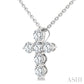 1/3 Ctw Round Cut Diamond Christian Cross 6-Stone Fashion Pendant With Chain in 14K White Gold