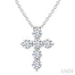 1/3 Ctw Round Cut Diamond Christian Cross 6-Stone Fashion Pendant With Chain in 14K White Gold