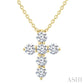 1/3 Ctw Round Cut Diamond Christian Cross 6-Stone Fashion Pendant With Chain in 14K Yellow Gold
