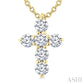 1/4 Ctw Round Cut Diamond Christian Cross 6-Stone Fashion Pendant With Chain in 14K Yellow Gold