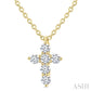 1/6 Ctw Round Cut Diamond Christian Cross 6-Stone Fashion Pendant With Chain in 14K Yellow Gold
