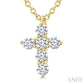 1/6 Ctw Round Cut Diamond Christian Cross 6-Stone Fashion Pendant With Chain in 14K Yellow Gold