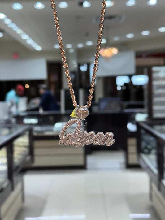 10k Rose & White Gold Diamond Queen pendant