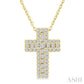 1/4 Ctw Cross Round Cut Diamond Fashion Pendant With Chain in 14K Yellow Gold