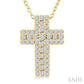 1/4 Ctw Cross Round Cut Diamond Fashion Pendant With Chain in 14K Yellow Gold