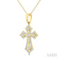 1/4 Ctw Round Cut Diamond Cross Motif Fashion Pendant With Chain in 10K Yellow Gold