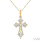 1/4 Ctw Round Cut Diamond Cross Motif Fashion Pendant With Chain in 10K Yellow Gold