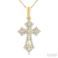 1/4 Ctw Round Cut Diamond Cross Motif Fashion Pendant With Chain in 10K Yellow Gold