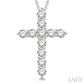 2 Ctw Round Cut Diamond Cross Pendant in 14K White Gold with Chain