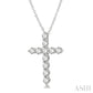 3 Ctw Round Cut Diamond Cross Pendant in 14K White Gold with Chain