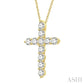 1 1/2 Ctw Round Cut Diamond Cross Pendant in 14K Yellow Gold with Chain