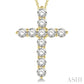 2 Ctw Round Cut Diamond Cross Pendant in 14K Yellow Gold with Chain