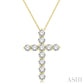 3 Ctw Latin Cross Round Cut Diamond Pendant With Chain in 14K Yellow Gold