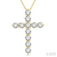 3 Ctw Latin Cross Round Cut Diamond Pendant With Chain in 14K Yellow Gold