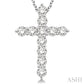 2 Ctw Round Cut Diamond Cross Pendant in 14K White Gold with Chain
