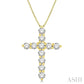 1 Ctw Round Cut Diamond Cross Pendant in 14K Yellow Gold with Chain