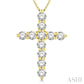 1 Ctw Round Cut Diamond Cross Pendant in 14K Yellow Gold with Chain