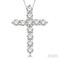 3/4 Ctw Round Cut Diamond Cross Pendant in 14K White Gold with Chain