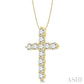3/4 Ctw Round Cut Diamond Cross Pendant in 14K Yellow Gold with Chain