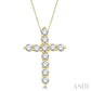 3/4 Ctw Round Cut Diamond Cross Pendant in 14K Yellow Gold with Chain