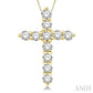 3/4 Ctw Round Cut Diamond Cross Pendant in 14K Yellow Gold with Chain