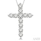 1/2 Ctw Round Cut Diamond Cross Pendant in 14K White Gold with Chain