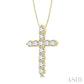1/2 Ctw Round Cut Diamond Cross Pendant in 14K Yellow Gold with Chain