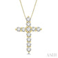 1/2 Ctw Round Cut Diamond Cross Pendant in 14K Yellow Gold with Chain