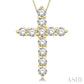 1/2 Ctw Round Cut Diamond Cross Pendant in 14K Yellow Gold with Chain