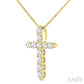 1/3 Ctw Round Cut Diamond Cross Pendant in 14K Yellow Gold with Chain