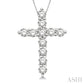 1/4 Ctw Round Cut Diamond Cross Pendant in 14K White Gold with Chain
