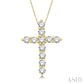 1/4 Ctw Round Cut Diamond Cross Pendant in 14K Yellow Gold with Chain