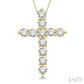 1/4 Ctw Round Cut Diamond Cross Pendant in 14K Yellow Gold with Chain