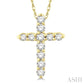 1/10 Ctw Round Cut Diamond Cross Pendant in 14K Yellow Gold with Chain