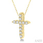 1/20 Ctw Round Cut Diamond Cross Petite Pendant in 14K Yellow Gold with Chain