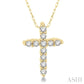 1/20 Ctw Round Cut Diamond Cross Petite Pendant in 14K Yellow Gold with Chain